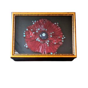 LB NAZAR BONCUKLU KIRMIZI MERCAN CAM ALTI OBJE 24 GÖZLÜ - 1222