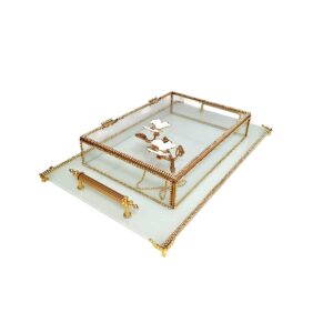 KDD BEYAZ CAM, MİNE ÇALIŞMASI , BEYAZ KELEBEK , DİKDÖRTGEN AYAKLI SUNUMLUK+CAM KUTU - 4005