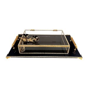 KDD SİYAH CAM, MİNE ÇALIŞMASI , SİYAH KELEBEK , DİKDÖRTGEN AYAKLI SUNUMLUK+CAM KUTU - 407